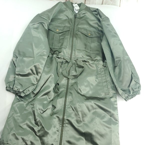 Gap Womens Olive Green Front Pockets Full Zip Utility Trench Coat Size XS - Picture 4 of 15